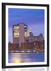 Poszter paszpartuval éjszakai Brooklyn