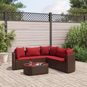 VidaXL 6 részes barna polyrattan kerti ülőgarnitúra párnával