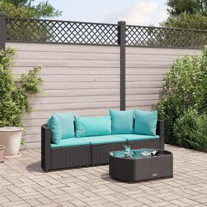 VidaXL Polyrattan Kerti Ülőgarnitúra - 4 részes - Fekete