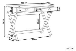 Egyszerű Stílusú Íróasztal Fekete És Természetes Fa Színben 103 x 50 cm EKART