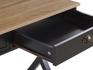 Egyszerű Stílusú Íróasztal Fekete És Természetes Fa Színben 103 x 50 cm EKART