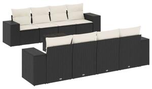 VidaXL Polyrattan Kerti Ülőgarnitúra - 9 részes - Fekete