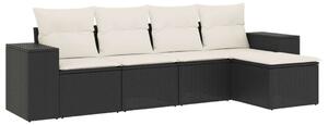 Polyrattan Kerti Kanapé 5 részes - Fekete