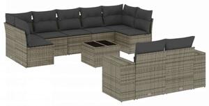 VidaXL Polyrattan Kerti Ülőgarnitúra - 10 részes - Szürke