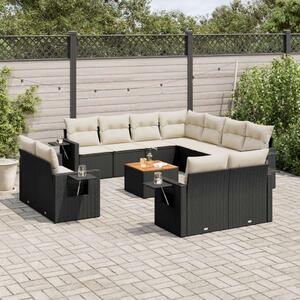 VidaXL Polyrattan Kerti Ülőgarnitúra - 12 részes - Fekete