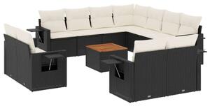 VidaXL Polyrattan Kerti Ülőgarnitúra - 12 részes - Fekete