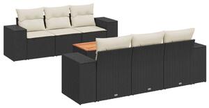 VidaXL Polyrattan Kerti Ülőgarnitúra - 7 részes - Fekete