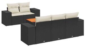 VidaXL Polyrattan Kerti Ülőgarnitúra - 6 részes - Fekete