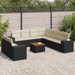 VidaXL Polyrattan Kerti Ülőgarnitúra - 10 részes - Fekete