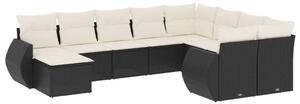 VidaXL Polyrattan Kerti Ülőgarnitúra - 10 részes - Fekete