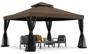 Barna kerti pavilon szúnyoghálóval Valencia 4x4m Garden Point