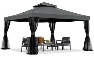 Antracit kerti pavilon szúnyoghálóval Valencia 4x4 m Garden Point