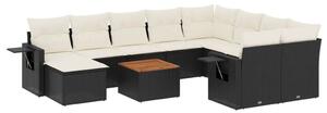 VidaXL Polyrattan Kerti Ülőgarnitúra - 11 részes - Fekete