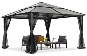 Modern kerti pavilon Santiago 4x4 m, szúnyoghálóval Garden Point antracit