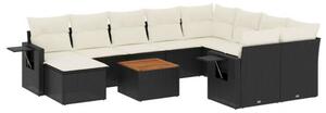 VidaXL Polyrattan Kerti Ülőgarnitúra - 11 részes - Fekete