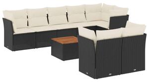 VidaXL Polyrattan Kerti Ülőgarnitúra - 9 részes - Fekete