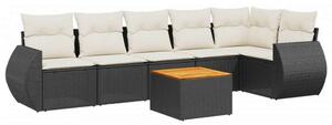 VidaXL Polyrattan Kerti Ülőgarnitúra - 7 részes - Fekete