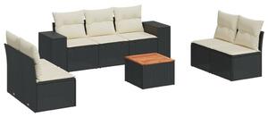 VidaXL Polyrattan Kerti Ülőgarnitúra - 8 részes - Fekete