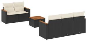 VidaXL Polyrattan Kerti Ülőgarnitúra - 6 részes - Fekete