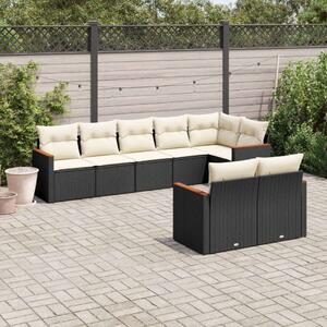Polyrattan Kerti Ülőgarnitúra - 8 részes - Fekete