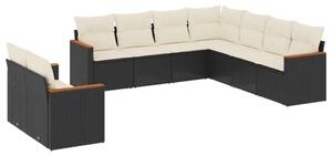 VidaXL Polyrattan Kerti Ülőgarnitúra - 9 részes - Fekete