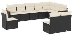 VidaXL Polyrattan Kerti Ülőgarnitúra - 10 részes - Fekete