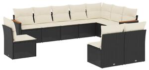 VidaXL Polyrattan Kerti Ülőgarnitúra - 10 részes - Fekete