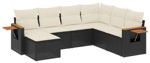 VidaXL Polyrattan Kerti Ülőgarnitúra - 7 részes - Fekete