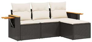 VidaXL Polyrattan Kerti Ülőgarnitúra - 4 részes - Fekete
