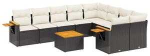 VidaXL Polyrattan Kerti Ülőgarnitúra - 10 részes - Fekete