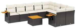 VidaXL Polyrattan Kerti Ülőgarnitúra - 10 részes - Fekete