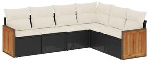 VidaXL Polyrattan Kerti Ülőgarnitúra - 6 részes - Fekete