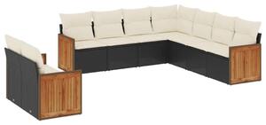 VidaXL Polyrattan Kerti Ülőgarnitúra - 9 részes - Fekete