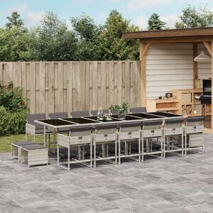 VidaXL Polyrattan Kerti Étkezőgarnitúra - 17 részes, Szürke