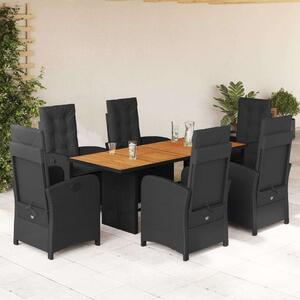 VidaXL Polyrattan Kerti Étkezőgarnitúra - 7 részes - Fekete