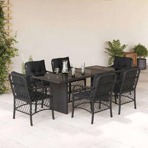 VidaXL Polyrattan Kerti Étkezőgarnitúra - 7 részes - Fekete