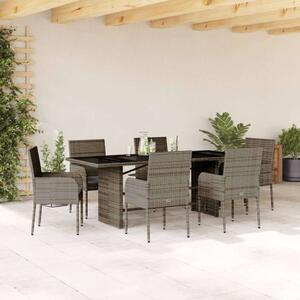 Polyrattan Kerti Étkezőgarnitúra - 7 részes - Szürke