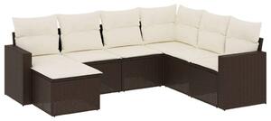 Polyrattan Kerti Ülőgarnitúra - 7 részes - Barna