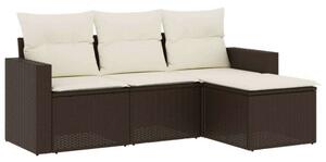 Polyrattan Kerti Ülőgarnitúra - 4 részes - Barna