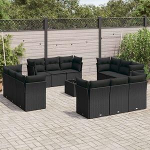 VidaXL Polyrattan Kerti Ülőgarnitúra - 13 részes - Fekete