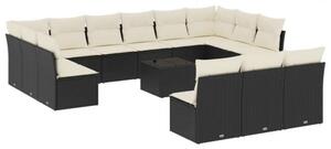 VidaXL Polyrattan Kerti Ülőgarnitúra - 14 részes - Fekete