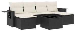 VidaXL Polyrattan Kerti Ülőgarnitúra - 7 részes - Fekete