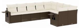 Polyrattan Kerti Ülőgarnitúra - 9 részes - Barna
