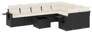 Polyrattan Kerti Ülőgarnitúra - 10 részes - Fekete