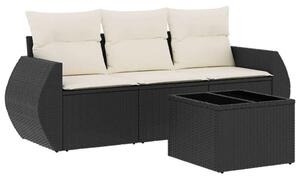 VidaXL Polyrattan Kerti Ülőgarnitúra - 4 részes - Fekete