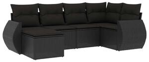 Polyrattan Kerti Ülőgarnitúra - 6 részes - Fekete