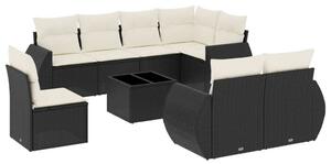 VidaXL Polyrattan Kerti Ülőgarnitúra - 9 részes - Fekete
