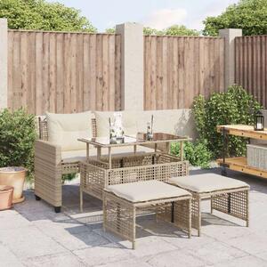 Polyrattan Kerti Ülőgarnitúra - 4 Részes - Bézs