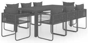 VidaXL 9 részes fekete PVC rattan kerti étkezőgarnitúra