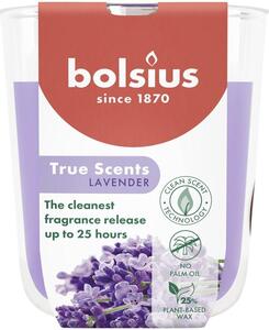 Gyertya Bolsius True Scents, levendula, 80x73 mm, üvegben